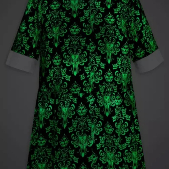 Disney Haunted Mansion Wall Papper Dress Glows In The Dark Sz L - Picture 9 of 9
